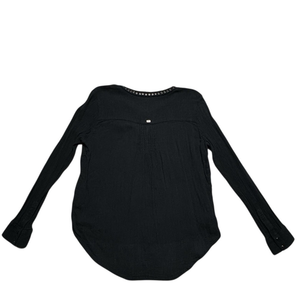 Harley Davidson Grommet Neckline Shirt Crepe Long Sleeve Womens Large Black - Picture 3 of 12